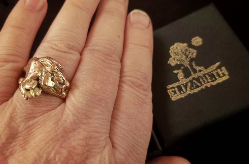 Bronze Slumbering Hare Statement Ring