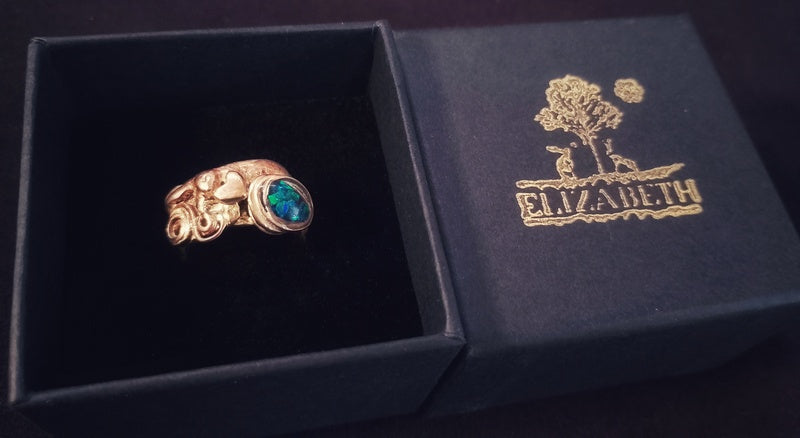 Opal Dust Snoozing Dreamy Hare Ring