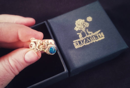 Opal Dust Snoozing Dreamy Hare Ring