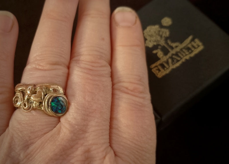 Opal Dust Snoozing Dreamy Hare Ring