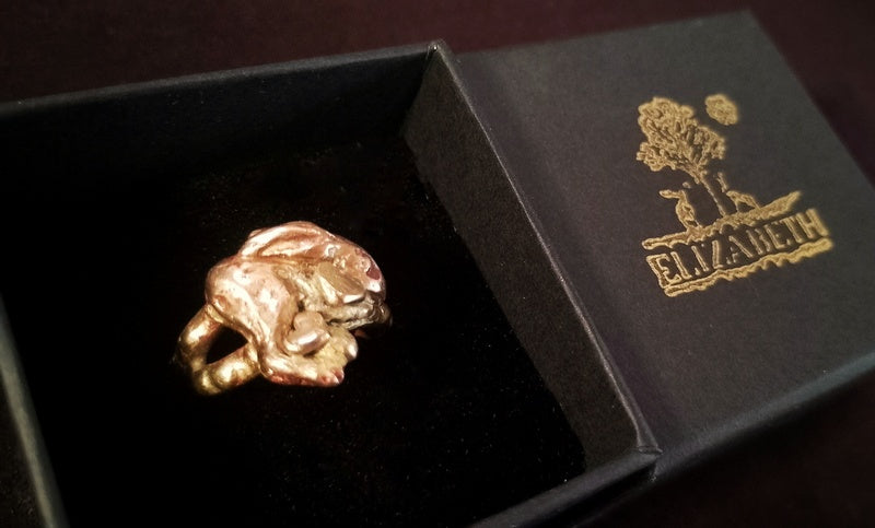 Bronze Slumbering Hare Statement Ring