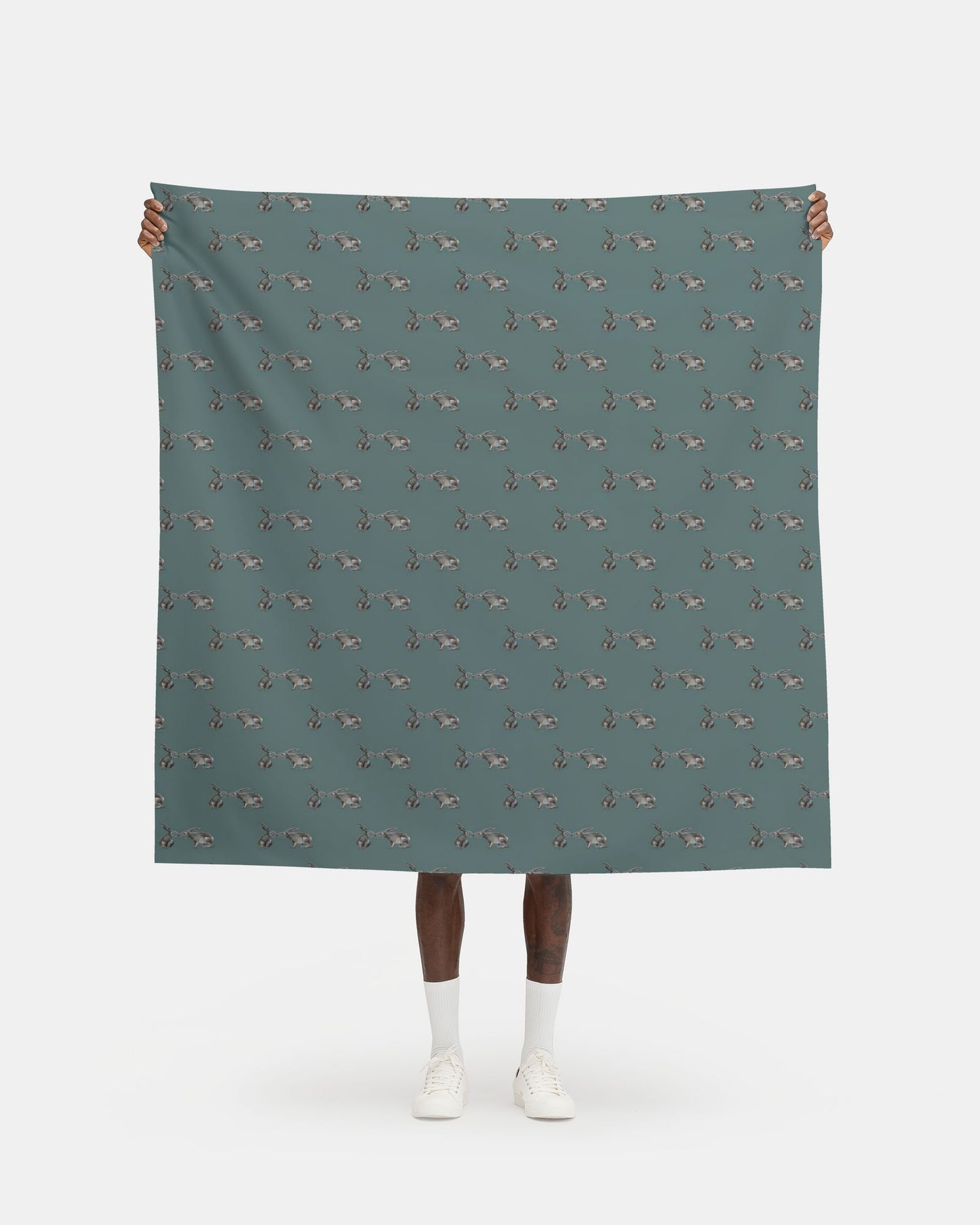 Kissing Hare Teals Fabric Prints