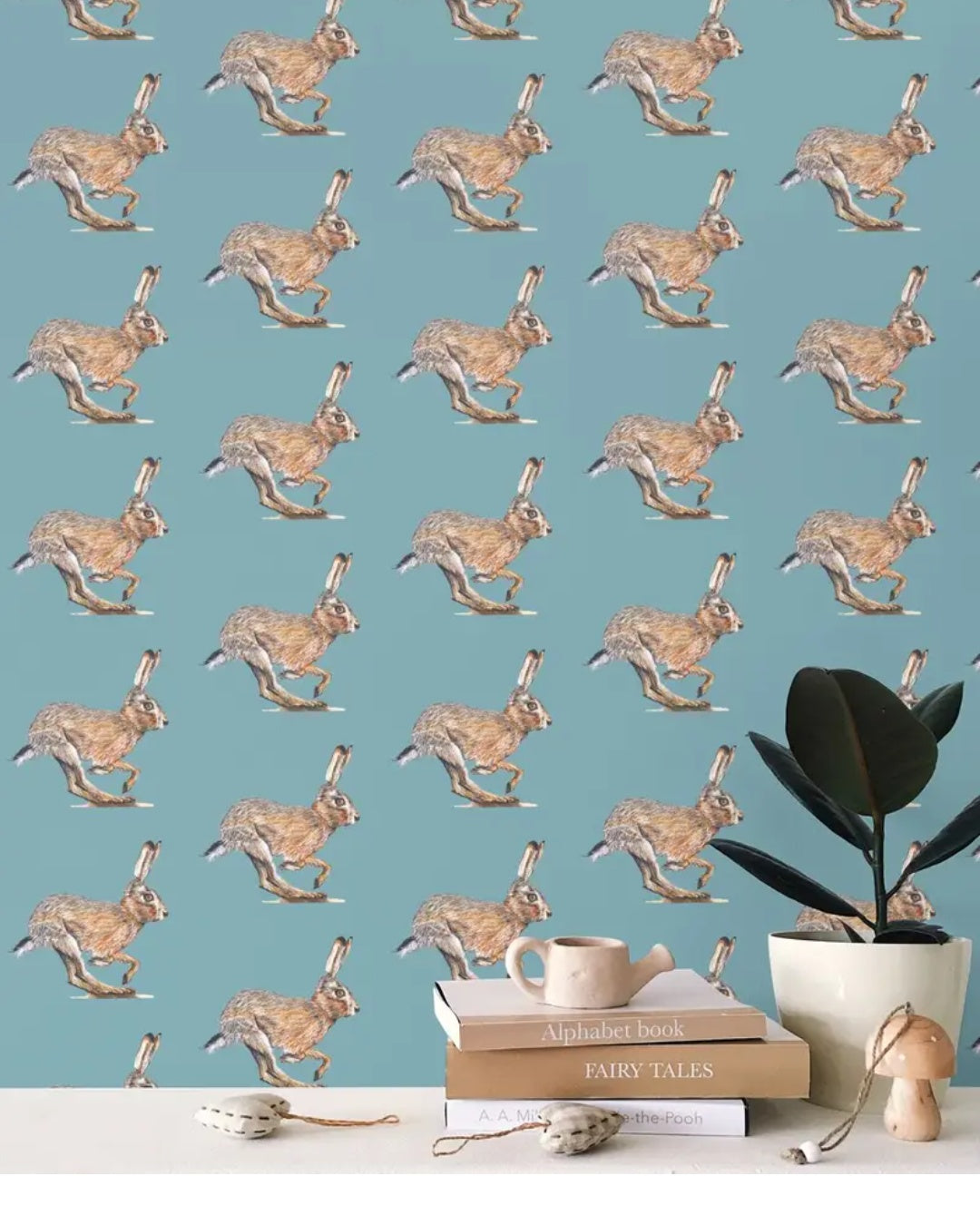 Running Wild Brown Hare Wallpaper Teals