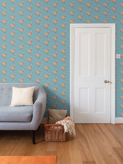 Running Wild Brown Hare Wallpaper Teals