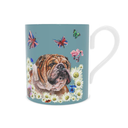 English Bulldog in the Daisies Bone China Mug