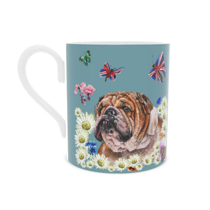 English Bulldog in the Daisies Bone China Mug