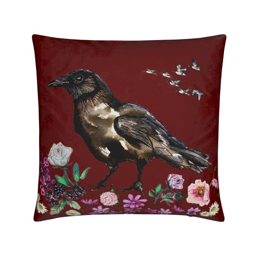 Crows Message Velvet Cushion