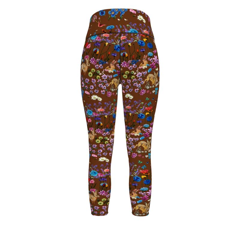 Hares in the Blossoms Lycra Sports Leggings