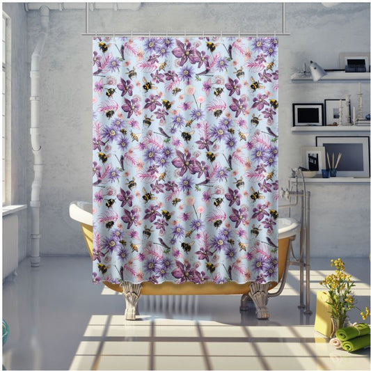 Wildflowers and Bees Shower Curtain