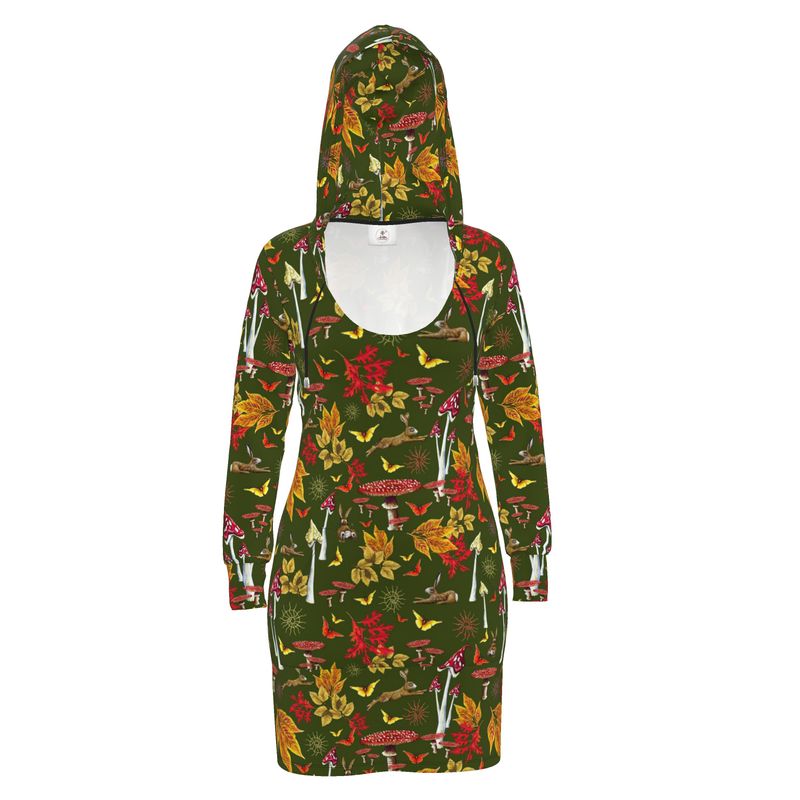 Earthy HareShroom Nature Hoodie Dress