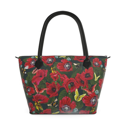 Poppy Wildlife Garden Bees Leather Handbag