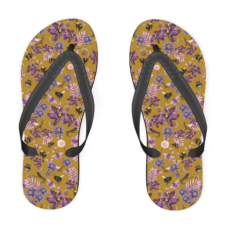 Wildflowers and Bees Flip Flops