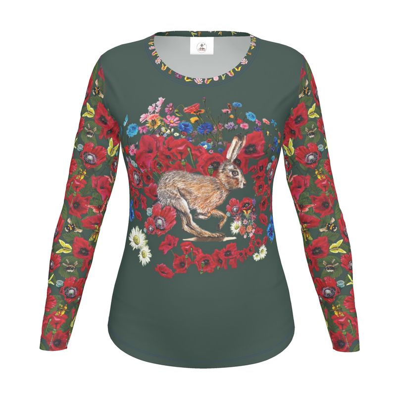 Running Hare Poppy Wildflower Cotton Shirt