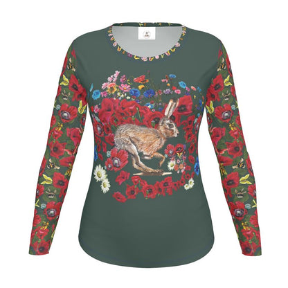 Running Hare Poppy Wildflower Cotton Shirt