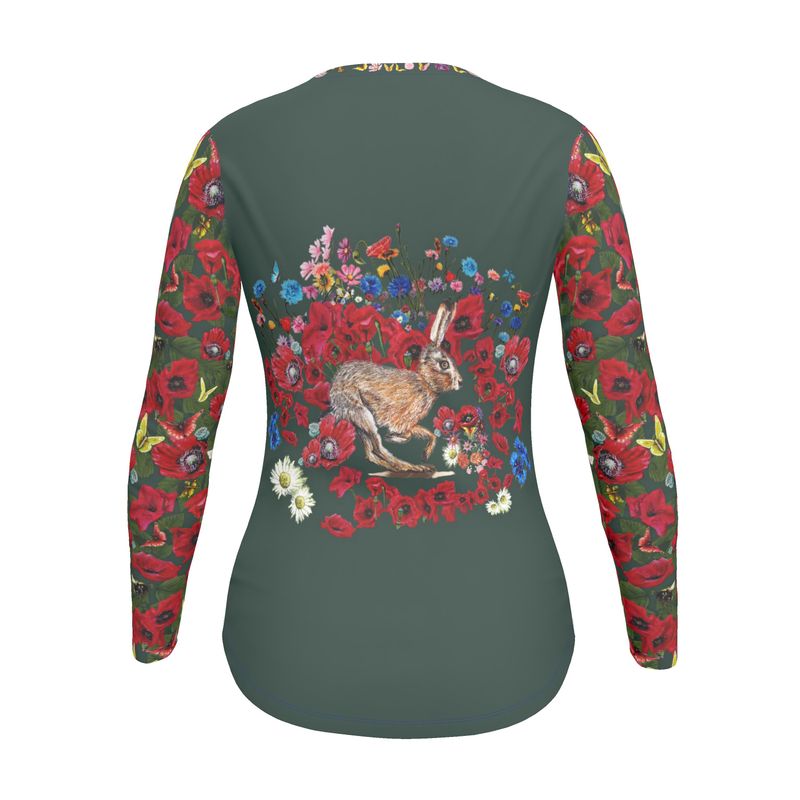 Running Hare Poppy Wildflower Cotton Shirt