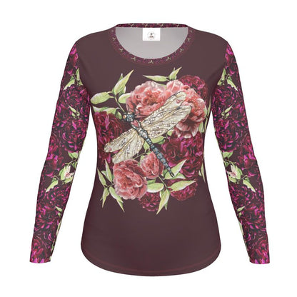 Dragonfly Peonies Cotton T-shirt