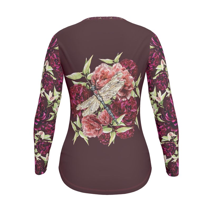Dragonfly Peonies Cotton T-shirt