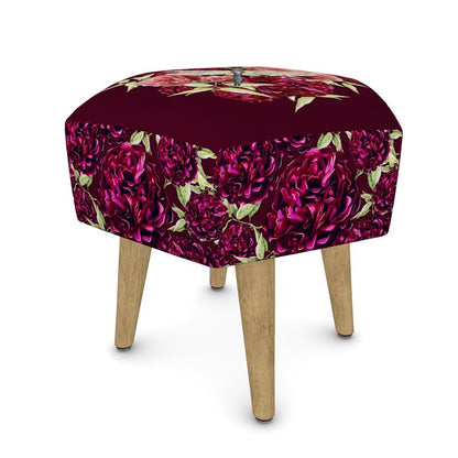 Dragonfly Peony Footstool