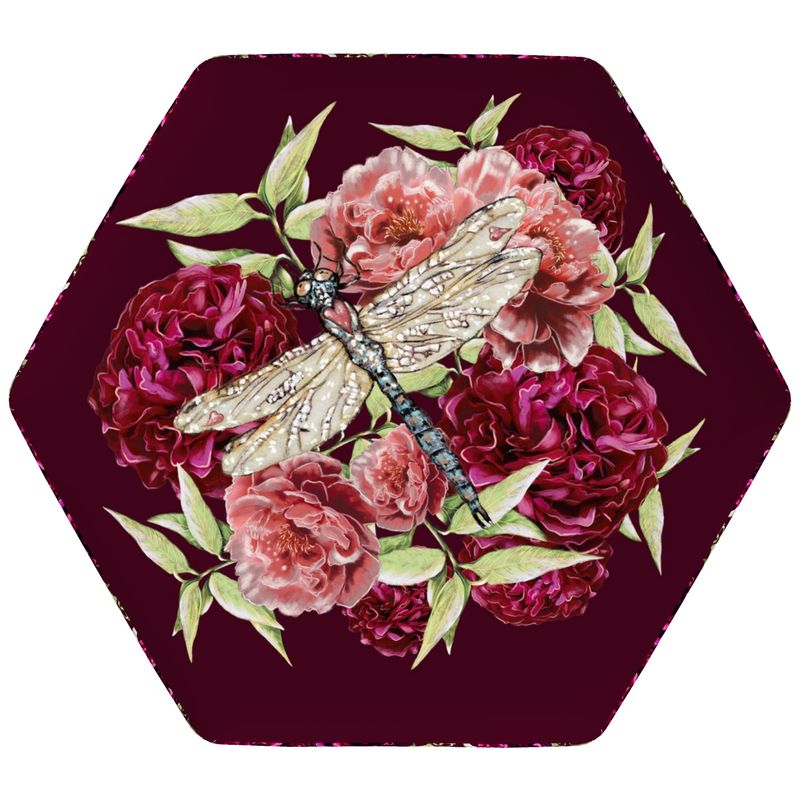 Dragonfly Peony Footstool