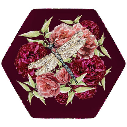 Dragonfly Peony Footstool