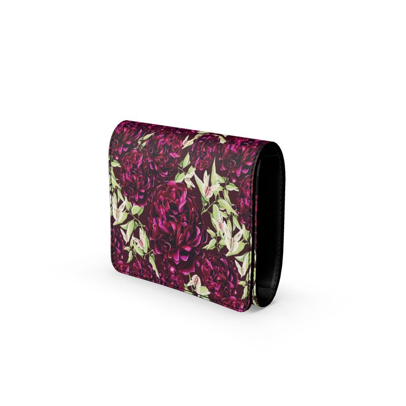 Peony Garden Small Leather Foldover Purse