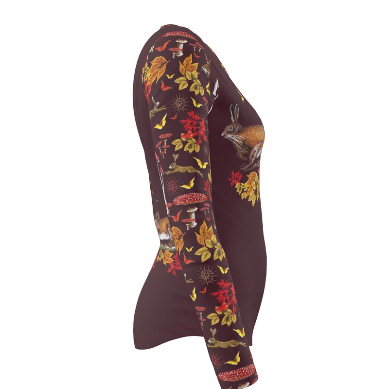 Hare Run with Butterflies at the Signs of Autumn Cotton T-shirt