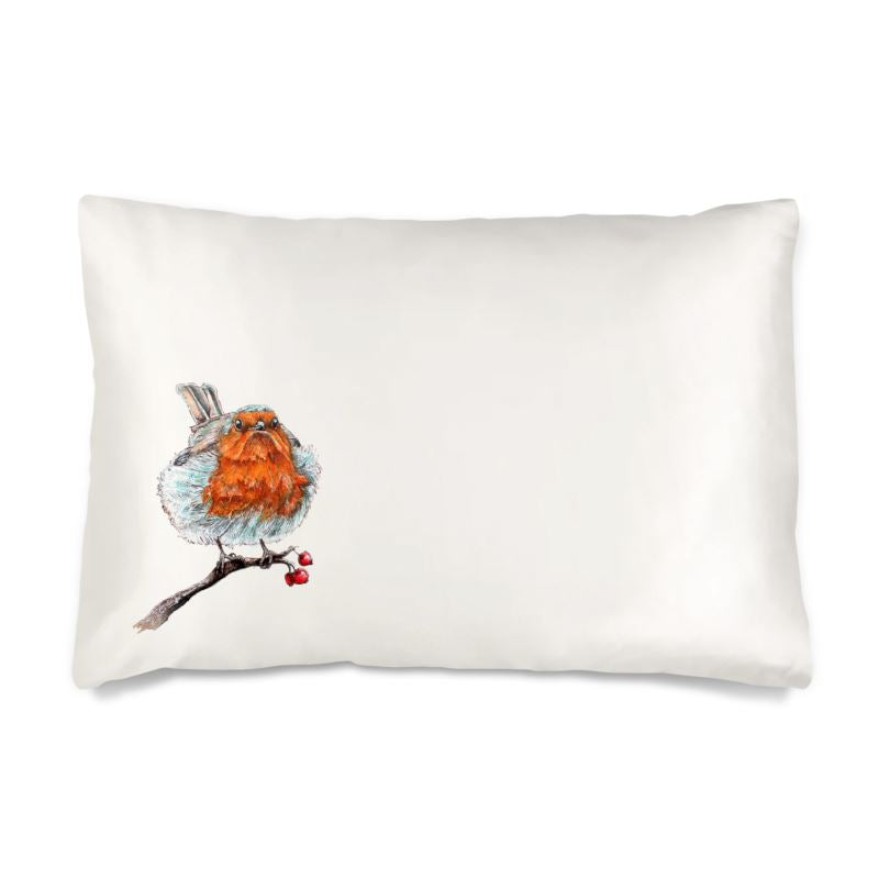 A Robin is Near Silk Pillowcase