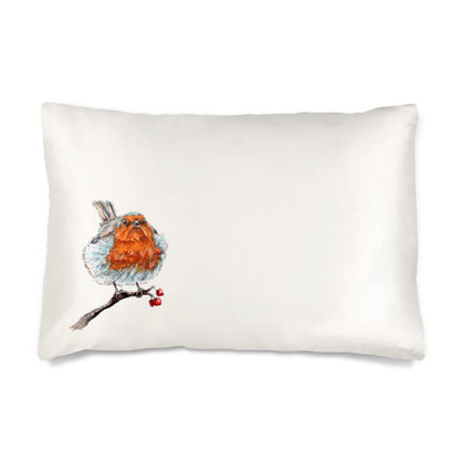 A Robin is Near Silk Pillowcase