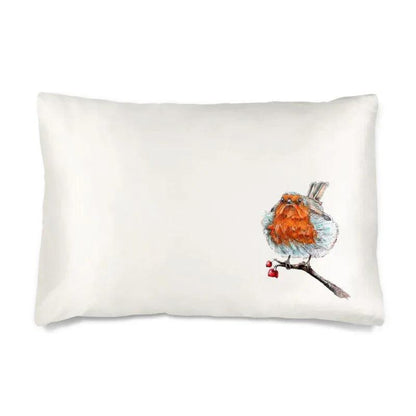 A Robin is Here Silk Pillowcase - Elizabeth's Boutique