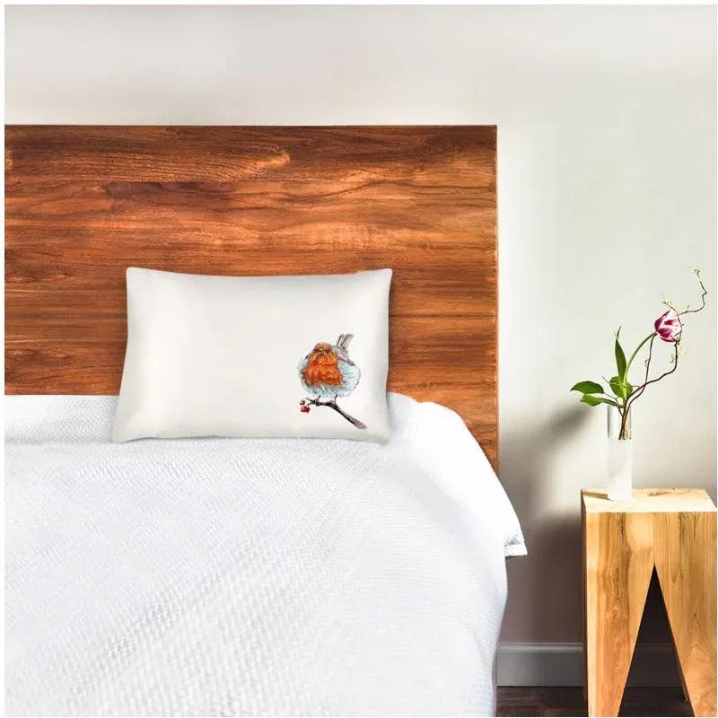 A Robin is Here Silk Pillowcase - Elizabeth's Boutique