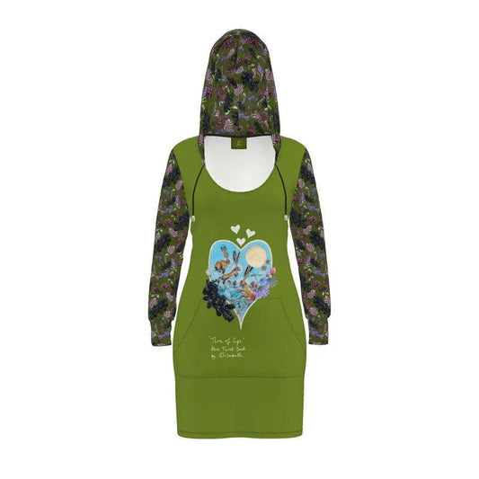 Three of Cups Hare Tarot Deck Hoodie Dress - Elizabeth's Boutique