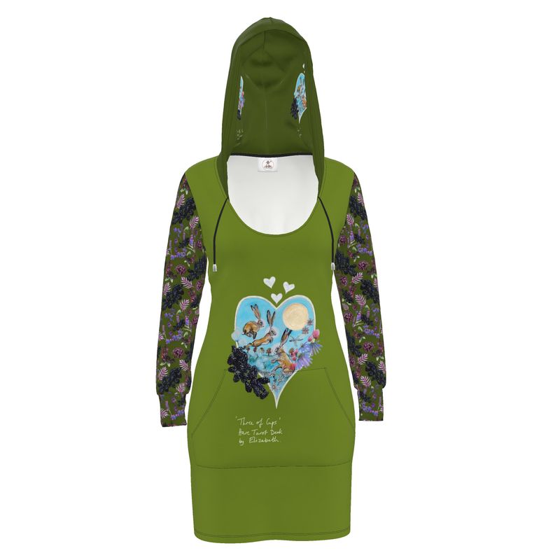 Three of Cups Hare Tarot Deck Hoodie Dress