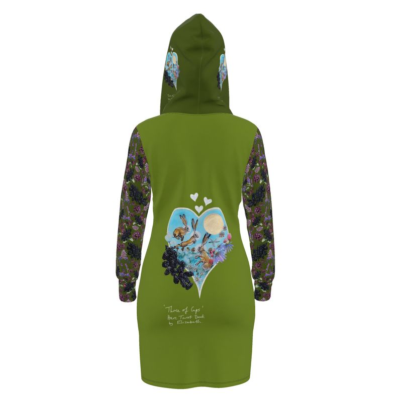 Three of Cups Hare Tarot Deck Hoodie Dress