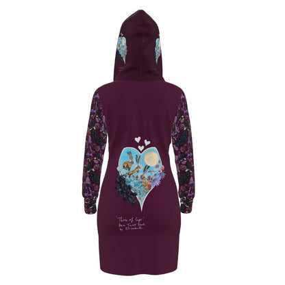 Three of Cups Hare Tarot Deck Hoodie Dress Deep Red