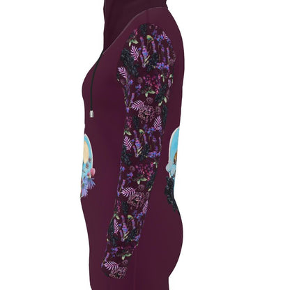 Three of Cups Hare Tarot Deck Hoodie Dress Deep Red