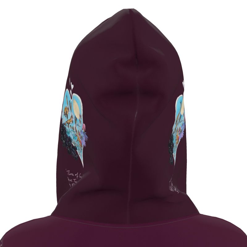 Three of Cups Hare Tarot Deck Hoodie Dress Deep Red