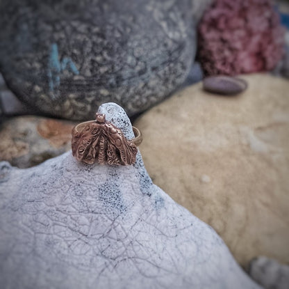 Moth Wisdom Ring for Clarity Elizabeth Shewan Artist Spirituality unique one off bronze ring
