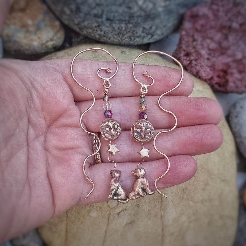 The Owl and the Pussy Cat Dangly Earrings Star Gazing Elizabeth's Boutique