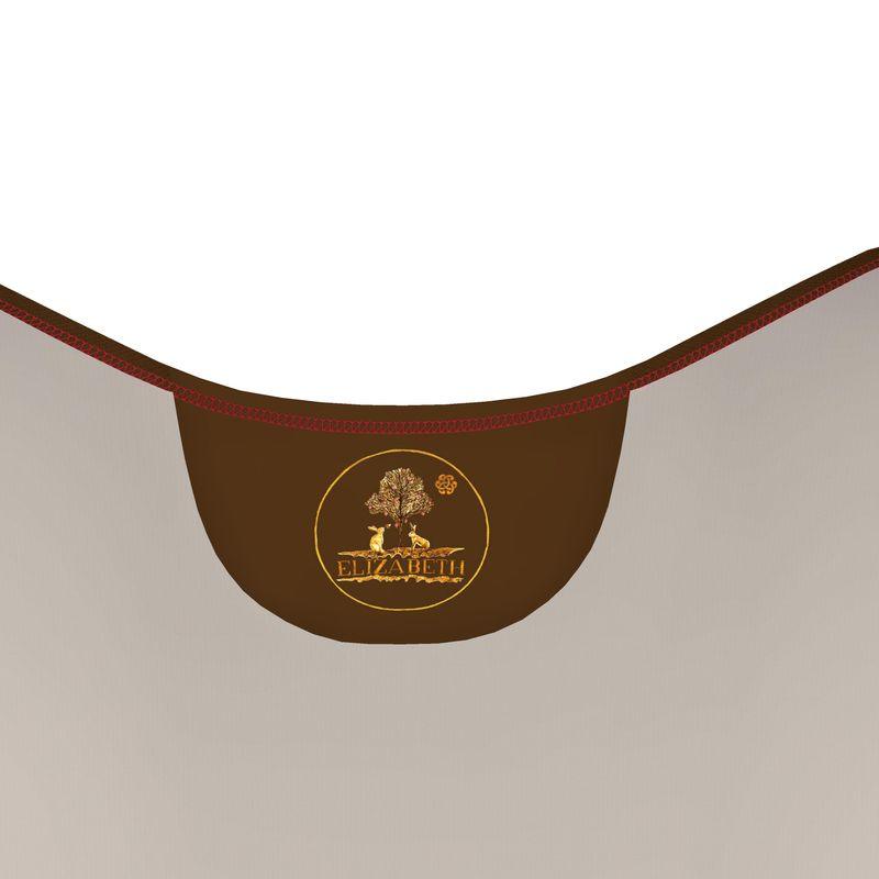Product with a brown label featuring an emblem and text on a beige background