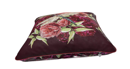 Dragonfly Peonies Velvet Cushion