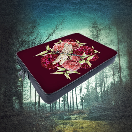 Dragonfly Peony Laptop Bags