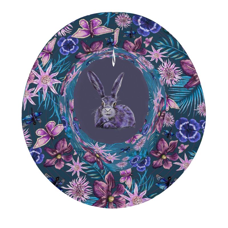 Dreamy Hare Natty Hat Festival Designer Hat Party Sun Hat Denim Cotton Elizabeth Shewan Dorset Artist