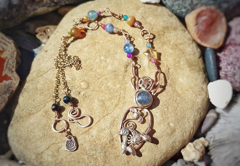 Spiral Hare Crystal Necklace