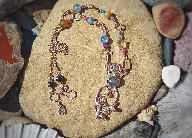 Spiral Hare Crystal Necklace