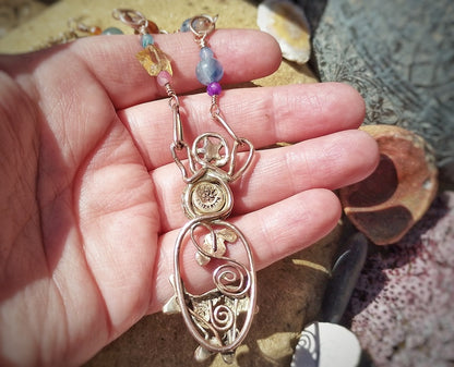 Spiral Hare Crystal Necklace