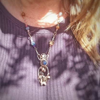 Spiral Hare Crystal Necklace