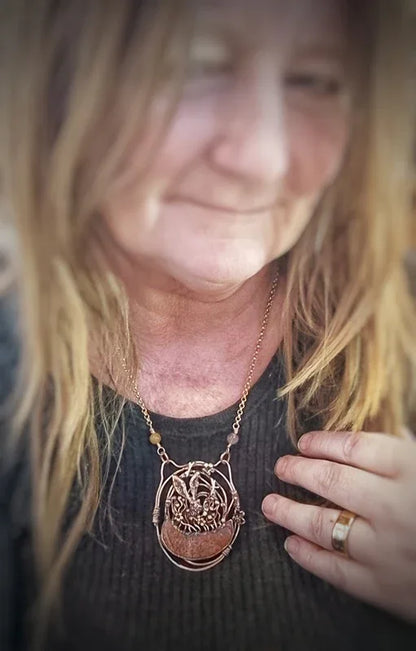 Hare Peaking Out Amongst the Poppies Necklace - Elizabeth's Boutique