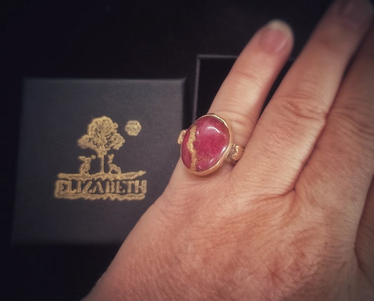 Ruby Kintsugi Heart and Soul Bronze Ring