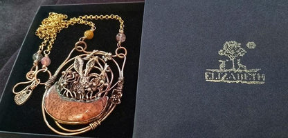 Hare Peaking Out Amongst the Poppies Necklace - Elizabeth's Boutique