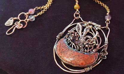 Hare Peaking Out Amongst the Poppies Necklace - Elizabeth's Boutique